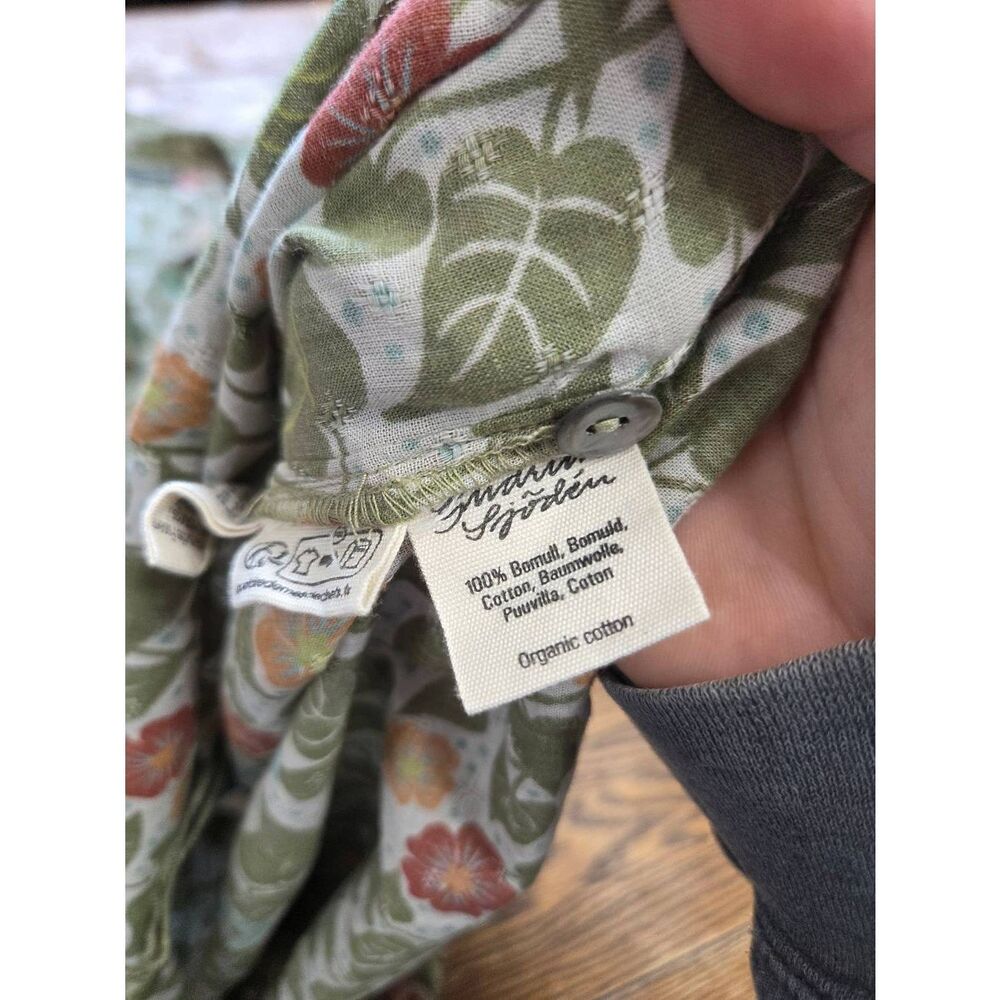 Gudrun Borelis green floral cotton button down dress sz Medium - Picture 4 of 5